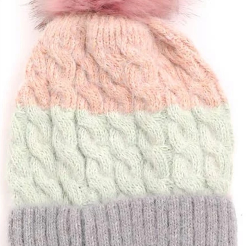 Intricate Knit Pompom Top Beanie